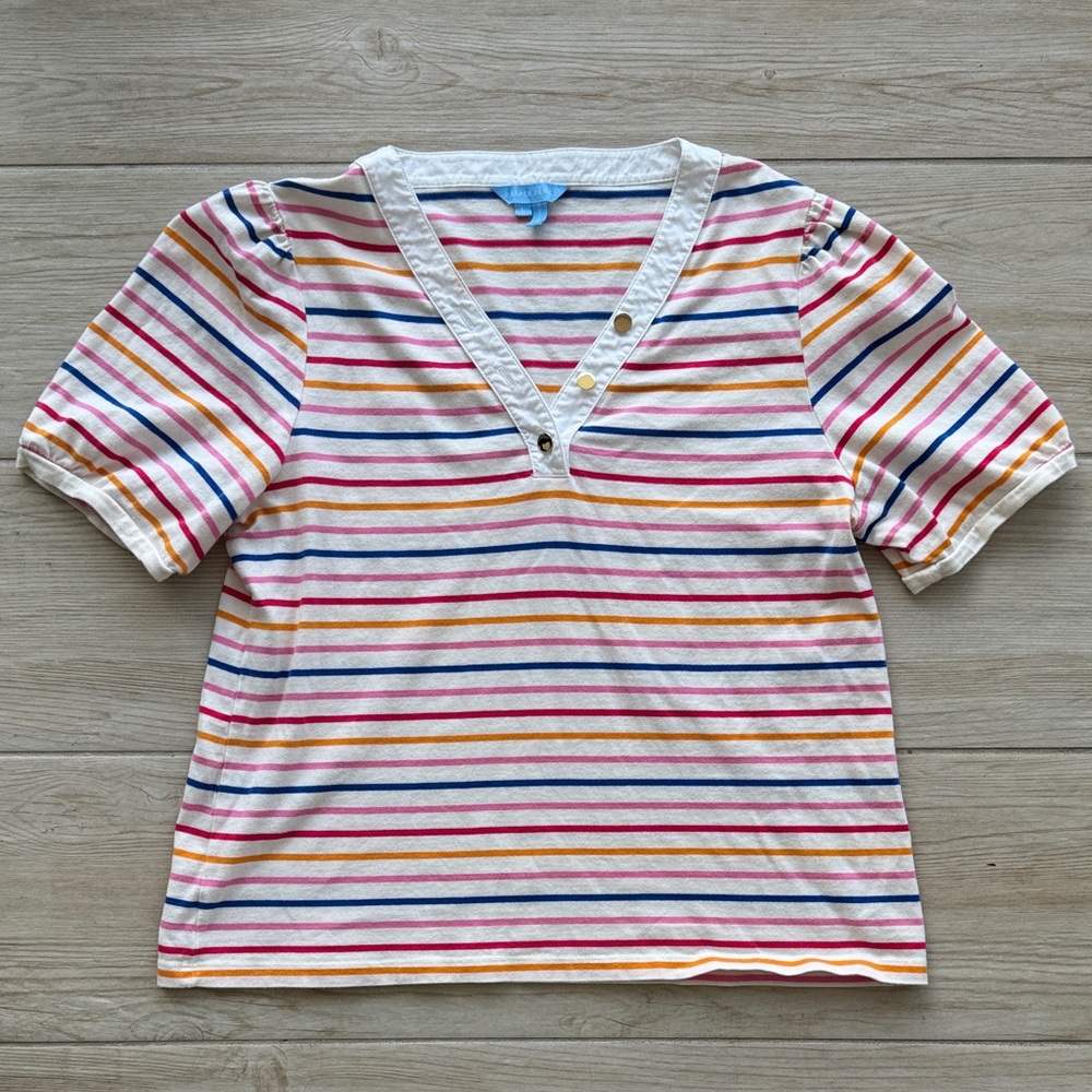 Draper James Multicolor Striped Short Sleeve Top